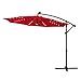 FLAME&SHADE 10 ft Offset Cantilever Outdoor Patio Umbrella with Solar LED Lights - Red