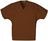 Cherokee Workwear Scrubs Unisex V-neck Tunic Top, Chocolate, Small