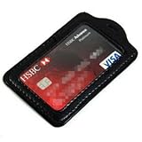 Cosmos ® Black 20 Pcs Faux Leather Business ID Badge Card Holder - Vertical (Top Loading) with Slot & Chain Holes with Cosmos Fastening Strap
