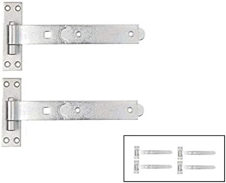 Gate Hinges Straight 300mm 12" 4 Galvenised Heavy Duty Hook and Band Hinges