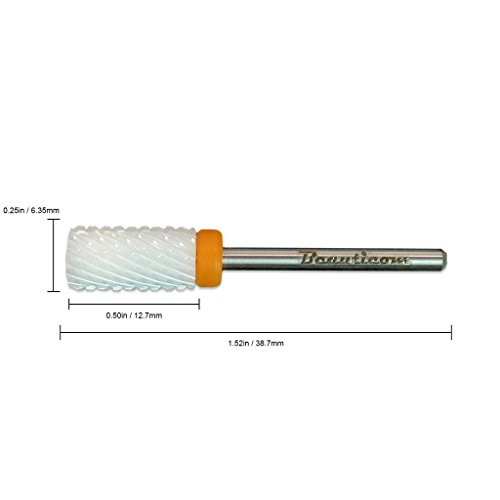 Beauticom Professional USA Ceramic White LARGE Barrel Bit Nail Drill (Grit: DOUBLE XXC COARSE) 3/32" Shank Size