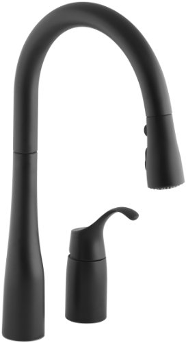 KOHLER K-647-BL Simplice Pull-Down Kitchen Sink Faucet, Matte Black