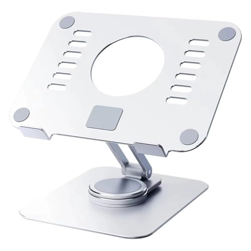 Suporte para Notebook Ajustável - Giratório 360° Ergonômico em Alumínio - Base Antiderrapante - Dobrável - Articulado - Compacto - Compatível com Notebook; Tablet; Laptop; MacBook; até 17”