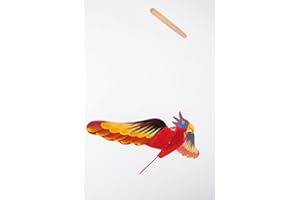 WitnyStore Mobile Birds - Collectible Animal Art - Wooden Hand Made and Painted Birds in Flight Hanging Decor Perfect for Gifts and Souvenirs - Red Macaw