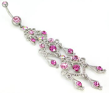 Body Accentz Belly Button Ring Navel Super long 4" Body Jewelry Dangle 14 Gauge