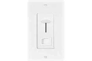 Maxxima LED Dimmer Electrical Light Switch - 3-Way/Single Pole Use, 600 Watt Max, LED and Incandescent Compatible for Dimmable Home Lighting Needs, Wall Plate Cover Included - White