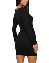 Misfondle Minivestido para mujer estilo bodycon, casual y sexy, de manga larga