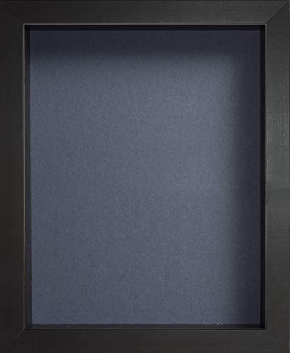 Radcliffe Black Wooden Deep 3D Box Frame 8x6 inch, Dark Blue Backing Board * Choice of Sizes* Fitted with Real Glass — image 1