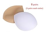 Womens Swimsuit Bra Pads Inserts 6 Pairs In Set White Nude Half-moon Shape Fit A/B Cup