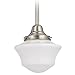 Design Classics 6-Inch Hanging Schoolhouse Mini-Pendant Light in Satin Nickel Finish