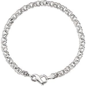 14K White Gold Charm 7 Inch Bracelet
