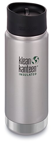 Klean Kanteen Insulated Wide Stainless Steel Coffee Mug with CafÃ© Cap 2.0, Brushed Stainless , 16-Ounce, Cafe Cap 2.0