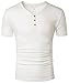 Mrignt Mens Short Sleeve Slim Fit Henley t-Shirt with Button (L, White)