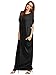 Verdusa Women's Short Sleeve Loose Long Maxi Lounge Dress with Pockets Black XL