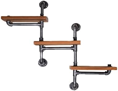 Find Joy Industrial Pipe Racks Wrought Iron Wall Pipe Retro Backdrop Wood Industry Water Separator Wall Shelves