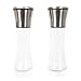 Holiday Sale! Premium Tall Glass & Stainless Steel Salt and Pepper Grinder Set - Brushed Stainless Steel Pepper Mill and Salt Mill, Adjustable Ceramic Rotor By Simple Kitchen Products