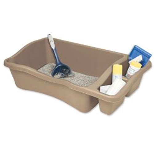 Petmate Giant Litter Pan Cat Litter Box with Side Storage Bleached
