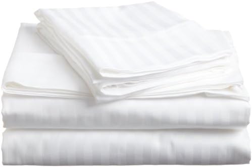 Elegante 1800 Premier Series Striped 4pc Queen Bed Sheet Set, White