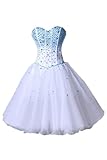 Emma Y 2014 Sweetheart Blue Sequins Homecoming Party Gowns Short -US Size 2 White
