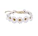 Floral Fall Hippies Sun Flower Headband & Bracelet Festival Hair Wreath Crown (WhiteA)