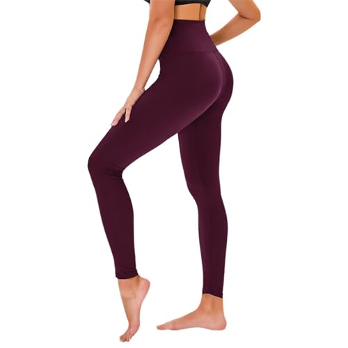 Tnnzeet High Waist Leggings Damen Schwarz Leggins Blickdicht Für Sport Gym, Violett,L-Xl
