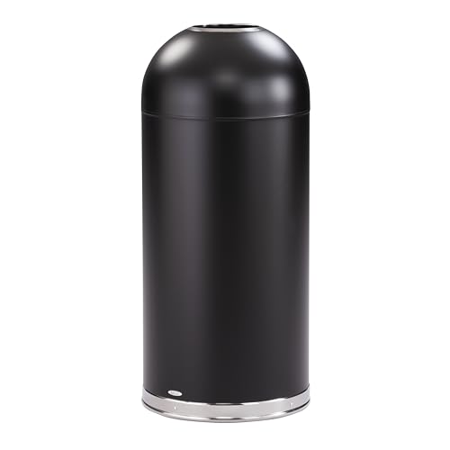 Safco Open Top Dome Trash Can, 15 Gallon Stainless Steel Garbage Can for Indoor…