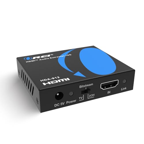 Orei 4K Audio Extractor HDMI, UltraHD 4K @ 60Hz 18G HDMI 2.0 Audio Converter SPDIF + 3.5mm Output HDCP 2.2 - Dolby Digital/DTS Passthrough CEC, HDR, Dolby Vision, HDR10 Support (HDA-912)