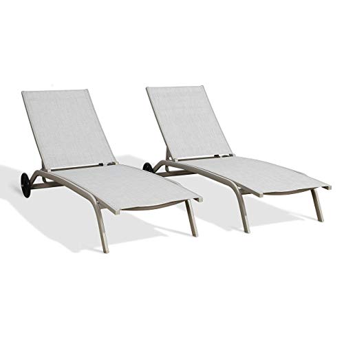 Ulax Furniture Outdoor Chaise Lounge Adjustable Patio Reclining Chaise