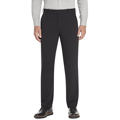 Van Heusen Men's Flex Straight Fit Flat Front Pant, Black, 38W x 30L