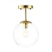 Light Society Zeno Globe Semi Flush Mount Ceiling Light, Clear Glass with Brass Finish, Contemporary Mid Century Modern Style Lighting Fixture (LS-C176-BRS-CLR)