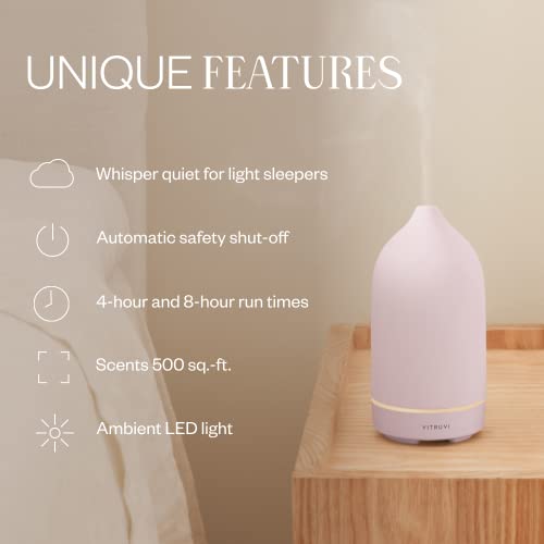 Vitruvi Stone Diffuser, Ceramic Ultrasonic Essential Oil Diffuser for