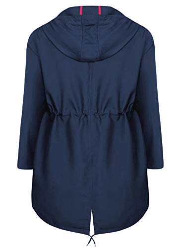 Eytino Women Plus Size Lightweight Windbreaker Drawstring Hooded Jacket with Pocket,1X Blue