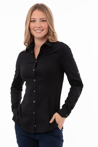 Chef Works Women's Seville Shirt with Mesh Panels, Black, X-Large