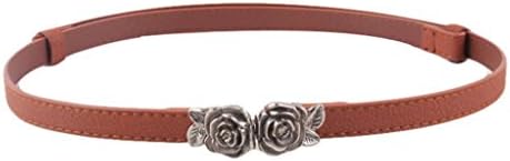 Belt, Bigban Womens Girls Elegant Rose buckle Leather Waistband Dress Accessories (Brown)