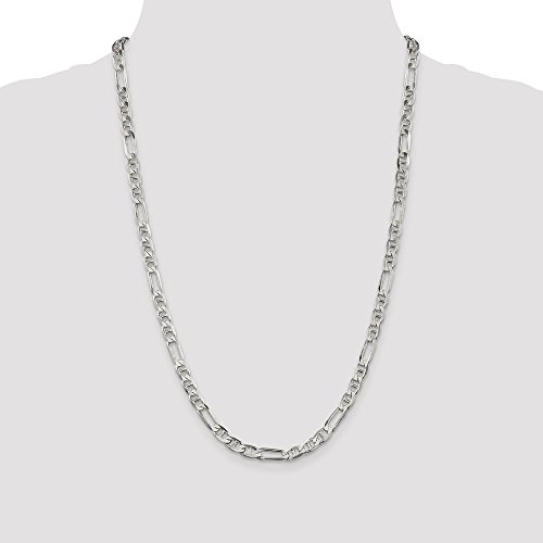 925 Sterling Silver 5.5mm Figaro Anchor Chain 22 Inch