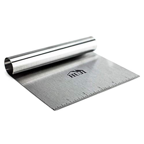HUJI Stainless Steel Mirror Polished Dough Cutter Scraper Chopper Kitchen Tool (1, Dough Cutter 5.75" X 4.75")