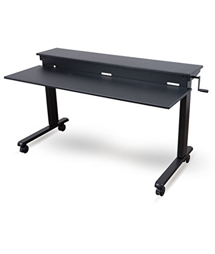 Crank Adjustable Sit to Stand Up Desk with Heavy Duty Steel Frame (60", Black Frame/Black Top)