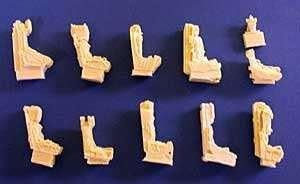 Resin Ejection Seat Set (x10): F-5, F-15, F-16, F-18, F-100, F-102, F-106, A-7, A-8, AV-8 (1/48 model kit accessory, Avionix 48016)