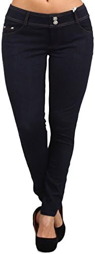 Women's Plus Size Skinny Jeans Five Pockets Button Zipper Closure Belt Loops Casual (L/XL, Navy Blue)