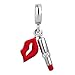 SexyMandala Women's Sexy Red/Pink Lipstick &Kiss Love Charms Makeup Party Beads for Pandora Bracelets Dangling