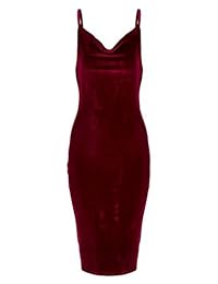 CHARLES RICHARDS CR Vestido de cuello de vaca de terciopelo con espalda abierta, cami Midi