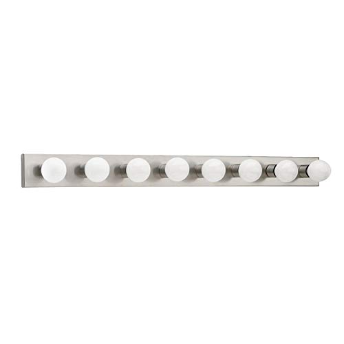 8 Light Bar Vanity Strip Brushed Nickel 48-in. Bathroom Hollywood Style Makeup Salon - Thumbnail 2