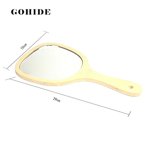 image for Gohide 1pcs European Style Handmade Wooden Handle Mirror Wood Frame Po