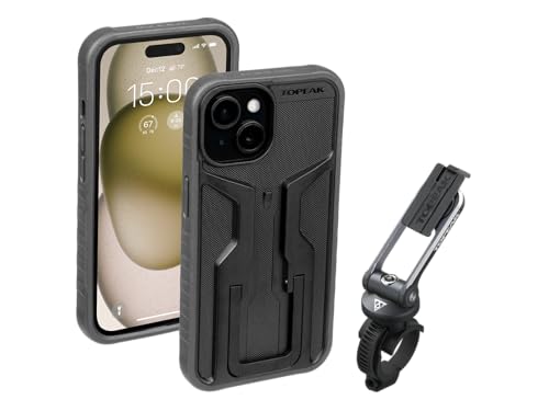 Topeak RideCase with Mount for iPhone 15 – Black/Gray | Shock-Resistant Dual-De…