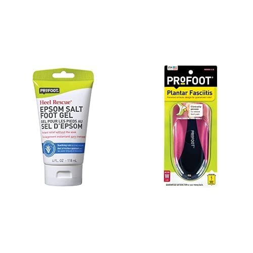 Profoot Epsom Salt Foot Gel, 4 Ounce Orthotic Insoles for Plantar Fasciitis & Heel Pain, Women's 6-10, 1 Pair