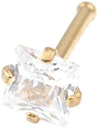 DS 20G Stainless Steel 3mm Clear Round\Square Diamond CZ Nose Bone StuDS Rings Pin Piercing Jewelry