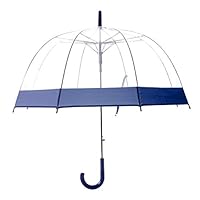 Artiron Colorful Trim Clear Umbrella Bubble Fashion Dome Auto Open Transparent Umbrella for Outdoor Weddings Windproof (Navy Trim)