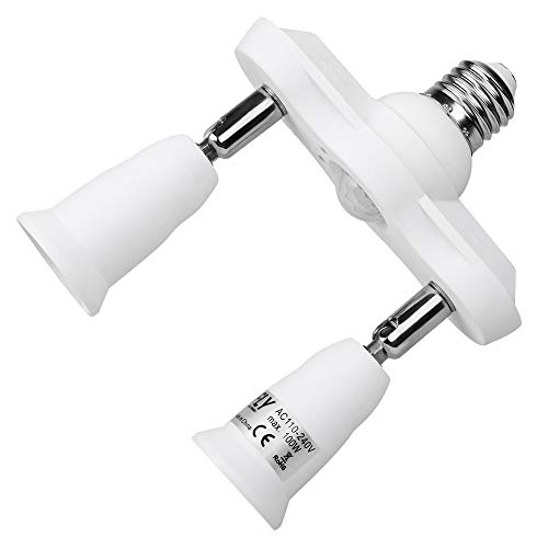 8T8 Adjustable Motion Sensor Socket Adapter Converter Infrared Motion Detector Socket Lamp Holder, E26 Light Socket Adapter Base with 360 Degree Bendable for Storage Room/Basement (Manual Sensor_2)