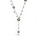 QTMY Women Y Necklace Elegant Pearl Flower Fringe Tassel Long Chain Pendant Necklace Fashion Jewelry (Black)