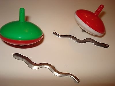 Spinning Top & Metal Snake Novelty Toy - (Assorted Colors) Set of 4!